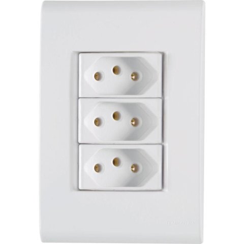 Conjunto 4x2 com 3 Tomadas 2P+T 20 a 250 V Tramontina Liz Branco