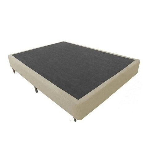 Base Box Blindado Casal Acolchoes Suede Bege 40x138x188