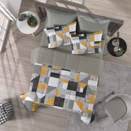 Edredom Portallar Queen Malha e Flanela Touch Camurça Dupla Face 220mx240m Cimento - 1