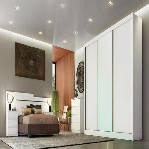 Guarda Roupa Arezzo 3 Portas 8 Gavetas Cor:Branco