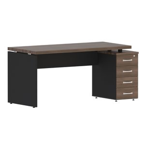 Mesa Gerência com Pé Gaveteiro de 4 Gavetas Pe 40 Pandin Walnut