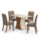 Ver imagem 2 de Conjunto Sala de Jantar Layla Confort 4 Lugares Tampo MDF Suede Amêndoa 120cm Casa 812