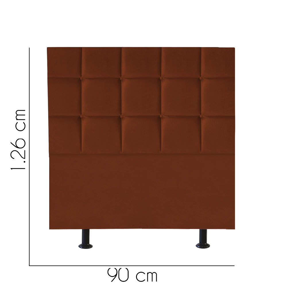Cabeceira Estofada Espanha 90cm Solteiro Para Cama Box Quarto Suede Terracota Telha - Ahazzo Mó - 2