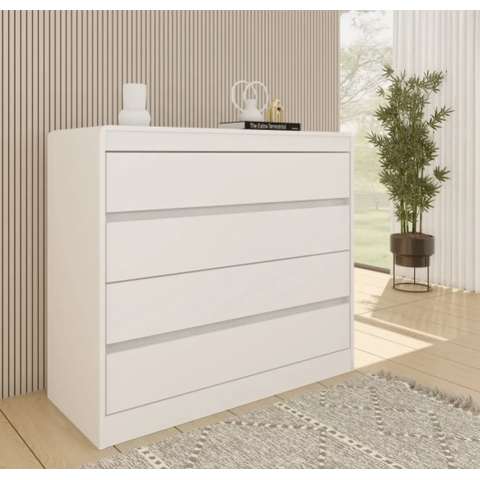 Cômoda Espanha 4 Gavetas 100%MDF - Móveis Tcil:Neve