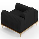 Ver mais imagens de Kit 02 Poltronas Decorativas Base De Madeira e Pés D'Ouro Molino D02 Veludo Preto C-300 - Lyam