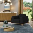 Ver imagem 2 de Kit 02 Poltronas Decorativas Base De Madeira e Pés D'Ouro Molino D02 Veludo Preto C-300 - Lyam