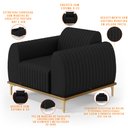 Ver imagem 4 de Kit 02 Poltronas Decorativas Base De Madeira e Pés D'Ouro Molino D02 Veludo Preto C-300 - Lyam