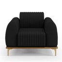Ver imagem 6 de Kit 02 Poltronas Decorativas Base De Madeira e Pés D'Ouro Molino D02 Veludo Preto C-300 - Lyam