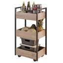 Ver imagem 1 de Carrinho Organizador Fruteira 3 Prateleiras Industrial Liss M24 Freijó/preto - Mpozenato