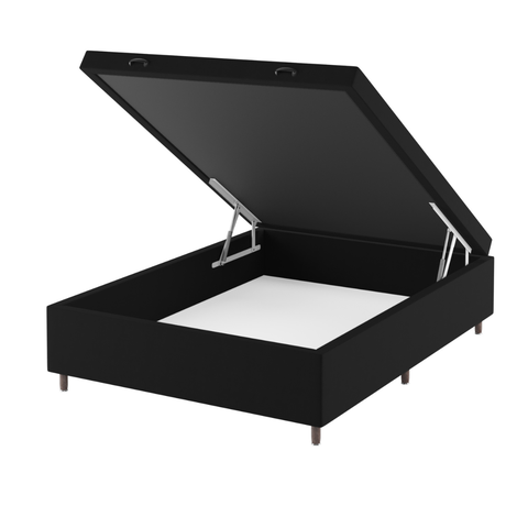 Base Box Bau Casal Cairo (43x138x188cm) Preto - Casa Giulia