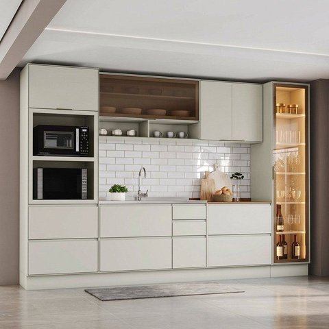 Cozinha Completa 7 Peças em MDF Fineze Areia e Cinamomo