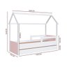 Cama Infantojuvenil Casinha Solteiro com Auxiliar Branco Rosa Sonho Completa Móveis - 4