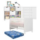 Ver imagem 1 de Berço Americano Doce Sonho 100 com Rodízios e Cômoda 2561 com Nicho Organizador 3 Gavetas Branco