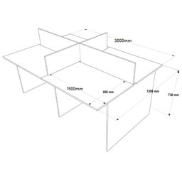 Estação de Trabalho 4 Lugares 300x120 Cor:branco - 4
