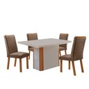 Ver imagem 1 de Mesa de Jantar Isadora 120cm Tampo MDF e Vidro Canto Copo com 4 Cadeiras Lira Moderna Mobília