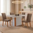 Ver imagem 2 de Mesa de Jantar Isadora 120cm Tampo MDF e Vidro Canto Copo com 4 Cadeiras Lira Moderna Mobília