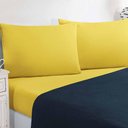 Ver imagem 2 de Jogo de Cama Malha Lençol 100% Algodão Gran Moratta 3 Peças Solteiro - Azul Marinho-amarelo