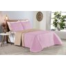 Colcha Cobre Leito Cama King 3 Pç Dupla Face Acolchoado Microfibra Rosa e Bege - 1
