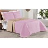 Colcha Cobre Leito Cama King 3 Pç Dupla Face Acolchoado Microfibra Rosa e Bege - 3