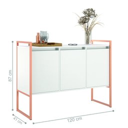 Conjunto Buffet e Aparador Industrial Branco Cobre - 3