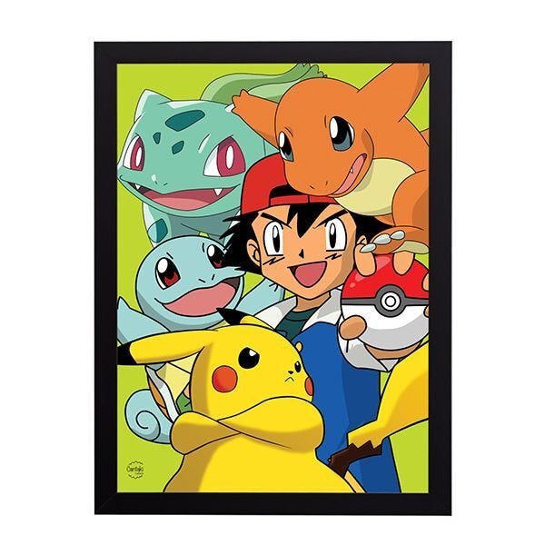 Quadro decorativo A3 pokemon, Pikachu, desenho