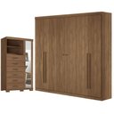 Ver imagem 1 de Guarda Roupa Casal Ripado Buriti 6 Portas de Bater 4 Gavetas com Cômoda Marabá com Espelho Jatobá