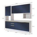 Ver imagem 3 de Armário de Cozinha Compacta Nicho Micro-ondas 100% Mdf 250cm Branco/azul Profundo Celeste