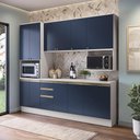 Ver imagem 1 de Armário de Cozinha Compacta Nicho Micro-ondas 100% Mdf 250cm Branco/azul Profundo Celeste