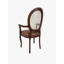 Ver imagem 4 de Cadeira Medalhão em Madeira Estofada com Couro Ecológico. Encosto Tela Sextavada. com Braço