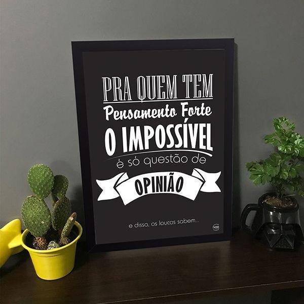 Quadro Decorativo Cactos Xícaras MDF Preto Fosco em Promoção na