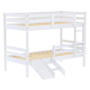 Beliche Solteiro Infantil Eco e Mini Escada/Escorregador Madeira Maciça Branco Mobilistore