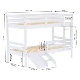 Beliche Solteiro Infantil Eco e Mini Escada/Escorregador Madeira Maciça Branco Mobilistore - 2