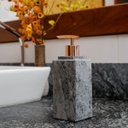 Ver imagem 2 de Porta Sabonete Líquido Dispenser em Pedra Sabão Rosê 22x7cm