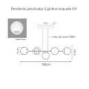 Ver imagem 2 de Pendente Jabuticaba 90cm 5 Globos de Vidro Mesa Sala de Jantar