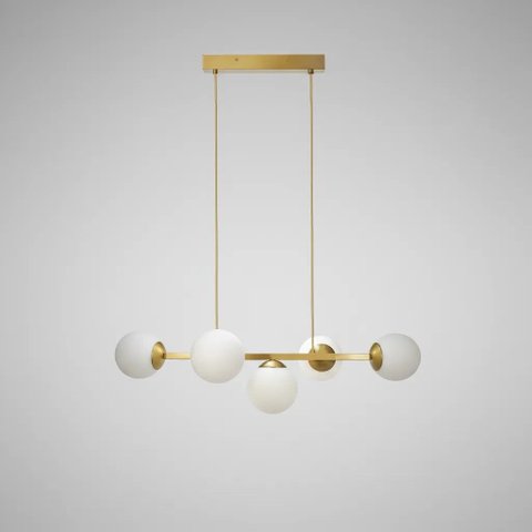 Pendente Jabuticaba 90cm 5 Globos de Vidro Mesa Sala de Jantar