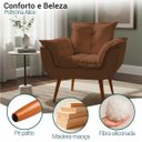 Ver imagem 2 de Poltrona Decorativa Alice para Sala Recepção Manicure Clínica Sala de Espera Linho Terracota Luxo