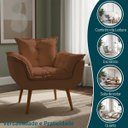 Ver imagem 4 de Poltrona Decorativa Alice para Sala Recepção Manicure Clínica Sala de Espera Linho Terracota Luxo