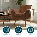 Ver imagem 3 de Poltrona Decorativa Alice para Sala Recepção Manicure Clínica Sala de Espera Linho Terracota Luxo
