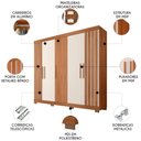 Ver imagem 3 de Guarda Roupa Casal 216cm com 5 Portas Sulla Freijó/off C01 - Mpozenato