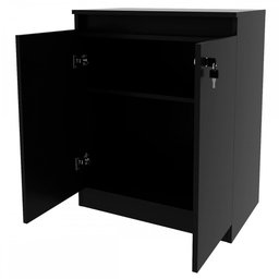Armário para Escritório Baixo 2 Portas com Chave Me4149 Preto - Tecno Mobili - 3