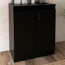 Ver imagem 1 de Armário para Escritório Baixo 2 Portas com Chave Me4149 Preto - Tecno Mobili