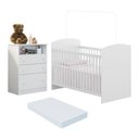 Ver imagem 2 de Quarto de Bebê Berço com Colchão Incluso e Cômoda 3 Gavetas Confete Multimóveis MP4913 Branco