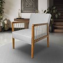 Ver imagem 2 de Poltrona Decorativa Haia Linho com Base Madeira Maciça - Ssx Multicoisas