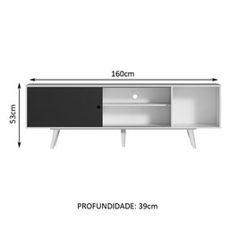 Rack Madesa Dubai para Tv até 65 Polegadas com Pés - Branco/preto/branco - 4