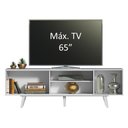 Ver imagem 5 de Rack Madesa Dubai para Tv até 65 Polegadas com Pés - Branco/preto/branco