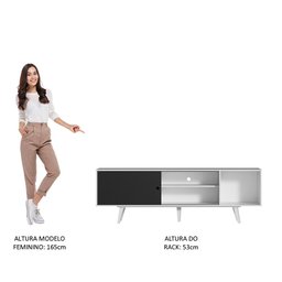 Rack Madesa Dubai para Tv até 65 Polegadas com Pés - Branco/preto/branco - 8