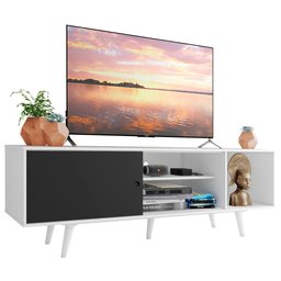 Rack Madesa Dubai para Tv até 65 Polegadas com Pés - Branco/preto/branco - 3
