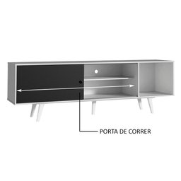 Rack Madesa Dubai para Tv até 65 Polegadas com Pés - Branco/preto/branco - 6