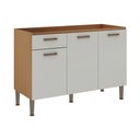 Ver imagem 1 de Balcão de Cozinha P/ Pia Essência C/ 3 Portas e 1 Gaveta S/ Tampo 120cm Freijo/white Laca -