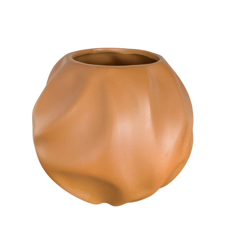 Vaso Centro de Mesa Cerâmica Orgânico Caramelo Arranjo Flor